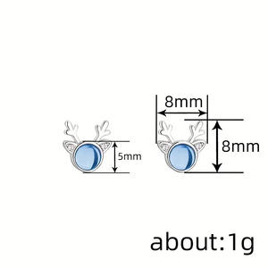 Orecchini a perno con animali adorabili in argento 925 con cristalli blu e strass incastonati a castone per donna, da indossare tutti i giorni - Product Image 6