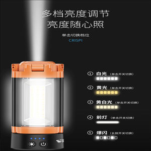 Linterna LED Recargable para Camping con <span class=keywords><strong>Base</strong></span> Magnética y Gancho, Batería de 12000mAh, Múltiples Modos de Iluminación, Cuerpo Portátil de ABS, Blanca, para Jardín - Product Image 3