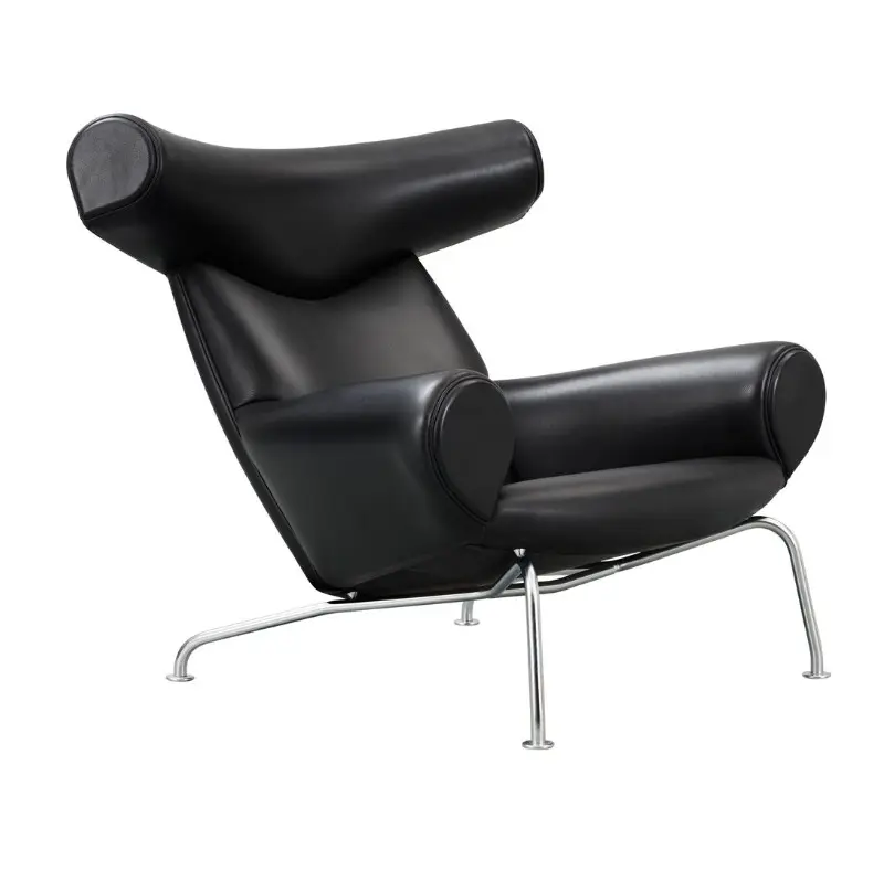 Chaise de salon en cuir véritable au Design Vintage simple, meuble de style nordique et moderne, en fibre de verre, pour loisirs