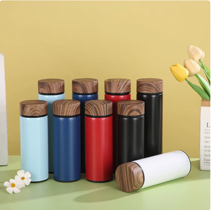 316 acier inoxydable 17oz haute apparence grain de bois tasse à thé Mini rabat poche <span class=keywords><strong>pantalon</strong></span> Portable étudiant Couple eau voyage 17oz vide - Product Image 3