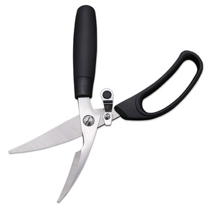 Stainless Steel <b>Kitchen</b> <b>Scissors</b> For Chicken Bone Cutting Straight Head Black Handle Home Use - Product Image 2