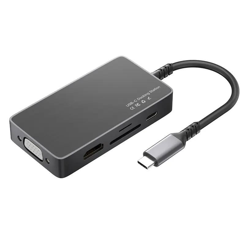 2024 лучший 8-в-1usb-c концентратор с 4 К 30 Гц H-D-M-I USB 3,0 2 USB 2,0 PD 100 Вт SD TF считыватель карт и VGA порты Type C концентратор