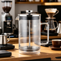 Cafetière à piston avec carafe en verre borosilicate 800 ml, structure en acier inoxydable, écologique, résistante à la chaleur, finition polie