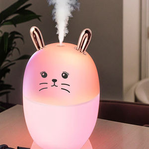 เครื่องพ่นไอน้ำอโรม่าอัลตร้าโซนิคขนาดเล็กป้องกันการเผาไหม้แบบแห้งวัสดุพลาสติก <span class=keywords><strong>RGB</strong></span> ไฟ <span class=keywords><strong>LED</strong></span> สำหรับกลางคืนปลั๊ก USB 1ปี humidistat - Product Image 2