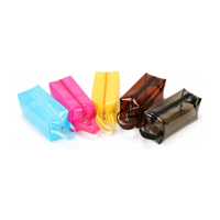 Pochette de voyage transparente en PVC imperméable personnalisée pour cosmétiques et maquillage avec fermeture éclair et poignée