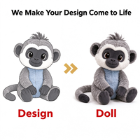 Peluche mignonne de singe gris BOONTJIE, jouet en peluche doux et moelleux pour enfants, conforme aux normes de sécurité UKCA EN71