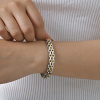 Bracelet pour femme en acier inoxydable plaqué or 18 carats, bracelet de montre de 11 cm de large