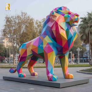 Scultura <span class=keywords><strong>di</strong></span> <span class=keywords><strong>Leone</strong></span> in Acciaio Inossidabile Personalizzata RELONG, Design Geometrico per Area <span class=keywords><strong>di</strong></span> Ricevimento Esterna - Product Image 4