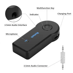 Récepteur <span class=keywords><strong>Bluetooth</strong></span> sans fil 2 en 1, prise <span class=keywords><strong>Jack</strong></span> 3.5mm, pour <span class=keywords><strong>voiture</strong></span>, musique, audio, Aux A2DP, adaptateur transmetteur pour casque, récepteur mains libres - Product Image 5