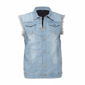 Chaleco Vaquero de algodón lavado ligero de la mejor calidad para niñas, protección principal con decoración de botones y cierre de cremallera - Product Image 1