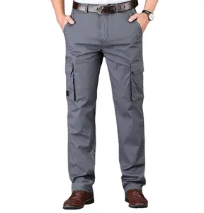 Pantalon de loisirs élastique pour hommes, personnalisé, en coton 97, Spandex 3, 6 poches, sergé, pantalon long décontracté, pantalon droit