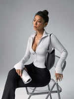 Veste de course légère à séchage rapide, veste de yoga, veste d'entraînement, haut de fitness, confortable, extensible, à manches longues, zippée