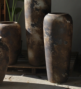 Grande vaso di fiori a pavimento decorazione in ceramica in stile cinese vaso di terracotta retrò decorazione per la casa Hotel vaso di fiori spessa bottiglia di ceramica - Product Image 2