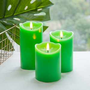 Matti's Home Decoration 3D Real Flame Pillar <strong>Green</strong> Paraffin Wax Battery Operated Flickering Led <strong>Candle</strong> - Product Image 4