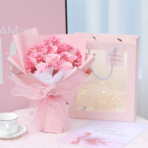 Nueva gran oferta <span class=keywords><strong>6</strong></span> rosas secas Babybreath Bouquet Girl Friend regalo de San Valentín jabón ramo/regalos del Día de la madre - Product Image 3