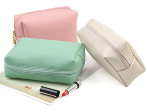 Makeup <b>Bag</b> with Zipper <b>Bag</b> Gift Custom logo <b>Small</b> Grey Gold Black <b>White</b> pink Plain Blank Simple Pu Leather Cosmetic <b>Bags</b> - Product Image 3