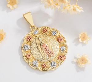 Collar con Colgante Redondo Tricolor <span class=keywords><strong>de</strong></span> la Virgen María y <span class=keywords><strong>San</strong></span> <span class=keywords><strong>Judas</strong></span>, Estilo Hip Hop Religioso, en Oro <span class=keywords><strong>de</strong></span> 14k - Product Image 5