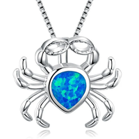 Collar con Colgante de Ópalo de Plata de Ley 925 con Diseño de Vida Marina, Joyería Oceánica, Collar con Colgante de Tortuga de Ópalo Colorido