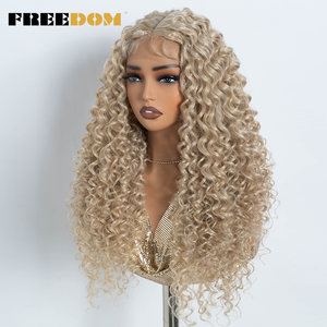 <span class=keywords><strong>Parrucche</strong></span> Sintetiche con Frontale in Pizzo FREEDOM per Donne, 30 Pollici, Ricci, con Pizzo Trasparente, Baby Hair, Marrone, Biondo, Rosso Zenzero, per Cosplay, Densità 130% - Product Image 4