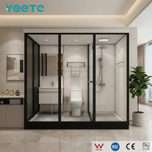 Mampara de Ducha YEETE con Pivote Neo-Angular en Negro Mate, Vidrio Templado de 8mm <span class=keywords><strong>para</strong></span> Proyectos Hoteleros, Diseño Moderno <span class=keywords><strong>para</strong></span> Condominios, Cuarto de Ducha Walk-in - Product Image 1