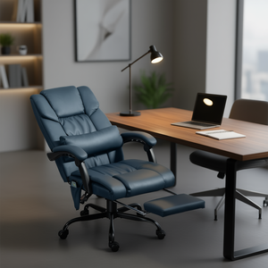 Silla de Oficina Ejecutiva de Cuero PU con Función de Masaje, Reposabrazos Ajustables y Base Giratoria para Mayor Comodidad y Relajación - Product Image 2