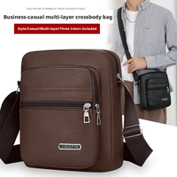 Bolso Bandolera de Cuero PU para Hombre, Bolso de Hombro Casual de Negocios con Múltiples Bolsillos, Bolso Bandolera para Viajes Diarios, Venta al por Mayor