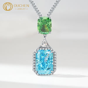 OUCHEN kalung liontin berlian dewasa untuk wanita, perhiasan Lab emas 9k emas <span class=keywords><strong>14k</strong></span> emas 18k - Product Image 3