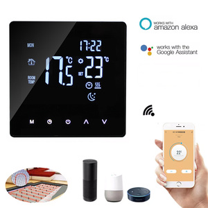 Termostato de pantalla táctil, <span class=keywords><strong>Digital</strong></span> con pantalla LED Periodo programable, Control de temperatura de calor y refrigeración Termostato Wifi - Product Image 4