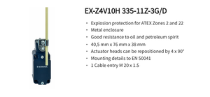 Schmersal EX-Z4V10H335-11Z-3G/D 151192363 Positionnement de sécurité antidéflagrant 230V 4A pour équipement industriel pétrochimique - Product Image 2