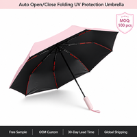 Parapluie pliant anti-rébond XMC à ouverture automatique, 8 baleines, double usage soleil/pluie pour activités quotidiennes en extérieur