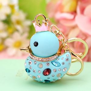 New Fashion Yellow Baby Duck Key Ring Purse <b>Bag</b> Keyring Rhinestone Keychain Charm Pendant <b>Gift</b> Keyfob - Product Image 4