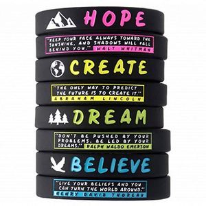 สายรัดข้อมือซิลิโคนพิมพ์ลายแบบกำหนดเอง เป็นมิตรกับสิ่งแวดล้อม สายรัดข้อมือยาง สายรัดข้อมือสร้างแรงบันดาลใจสำหรับมือ - Product Image 6