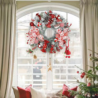 Couronne de Noël en gros avec nœud et bonbons, ornement à suspendre pour la décoration de la maison et des fêtes
