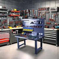 Banco de trabajo de perfil de acero inoxidable multifunción personalizado, mesa de taller electrónica ESD con enchufes y mesa de herramientas móvil