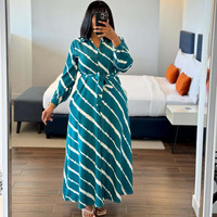 Robe longue à manches longues à rayures diagonales pour femmes grandes tailles, élégante et stylée, taille cintrée, nouvelle collection