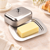 Beurrier en acier inoxydable 304 avec couvercle, récipient à beurre en métal brossé pour le rangement sur le comptoir de cuisine