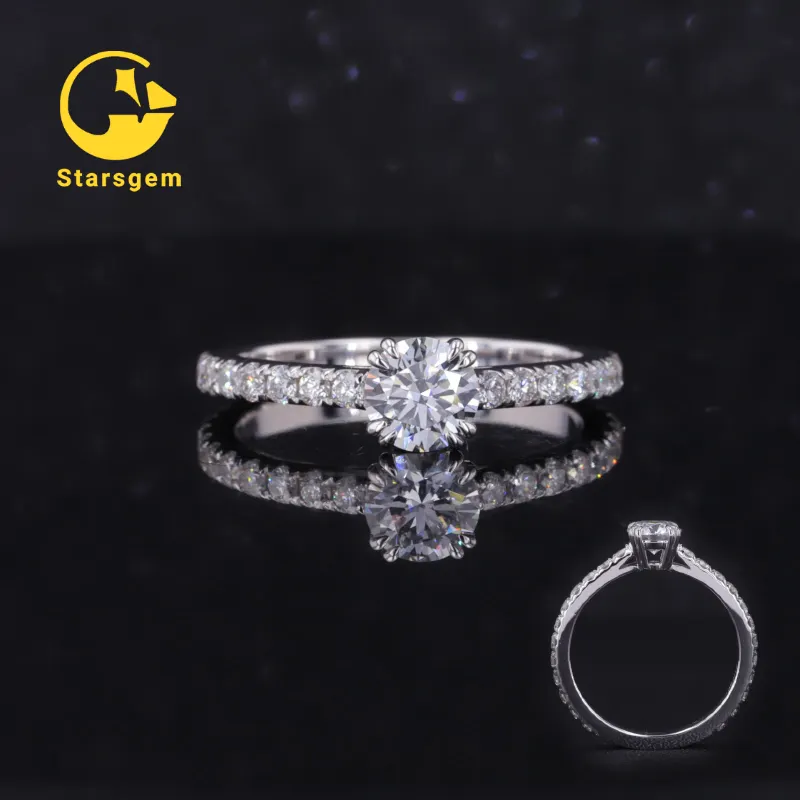 China love women 18k white gold ring 0.5ct synthetic diamond solitaire ring half carat DEF VS lab grown diamond wedding ring