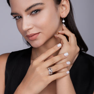 Fábrica al por mayor VVS Moissanite <span class=keywords><strong>Crossover</strong></span> anillo 18K chapado en oro blanco 925 Plata Unisex joyería de lujo diamante probador anillo de paso - Product Image 2