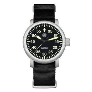 San Martin Men <b>Watch</b> 40mm Simple Pilot Style Bead Blasted Steel Automatic <b>Mechanical</b> <b>Watches</b> Waterproof 10Bar C3 Luminous SN0143 - Product Image 1
