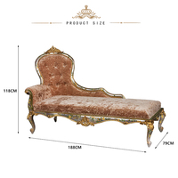 Chaise longue de style européen Yips LD-1203-0093 avec motif floral et d'oiseaux peint à la main, ensemble de meubles de chambre à coucher, bois classique