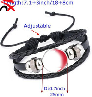 Bracelet en corde tressée en cuir noir perlé avec drapeau des Émirats arabes unis, très populaire, pour hommes et femmes