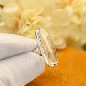 2025 haute qualité 925 argent Fine femmes Long ovale 10x30mm anneau classique blanc cristal Quartz éternité Vermeil lunette mariage - Product Image 1