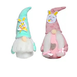 派对工艺复活节毛绒侏儒斯堪的纳维亚家居装饰亮粉色复活节毛绒兔子侏儒玩具