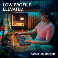Teclado Mecánico Inalámbrico para Juegos Logitech G915 X LIGHTSPEED de Tamaño Completo, Interruptores GL de Perfil Bajo, Triple Modo, RGB, Batería de 800H
