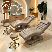 Camilla de Masaje Eléctrica Curva de Lujo Marrón para Tratamientos de Pestañas, Estética, Cosmética y Facial para Spa, Salón de Belleza y Gimnasio