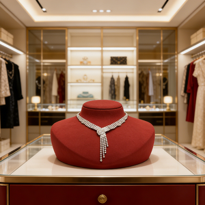 Soporte de exhibición de joyería de moda verde, soporte de microfibra para collares, para busto de joyería - Product Image 2