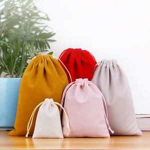 Sac à bijoux en velours exquis avec logo personnalisé, pochette à cordon, petit sac de rangement, sacs d'emballage pour bijoux - Product Image 3