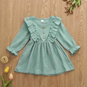<span class=keywords><strong>2025</strong></span> Trẻ Em Mới Cô Gái Dài Tay Ruffles Gạc Dresses Mùa Thu Áo Dài - Product Image 2