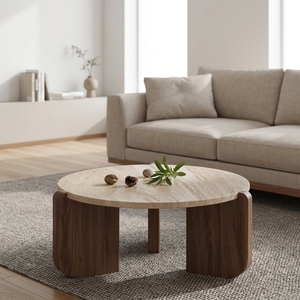 Mesa <span class=keywords><strong>de</strong></span> Centro Moderna <span class=keywords><strong>de</strong></span> Lujo con Tapa Redonda <span class=keywords><strong>de</strong></span> Mármol para Sala <span class=keywords><strong>de</strong></span> Estar o Apartamento - Product Image 3