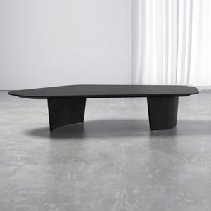 Modern Large Irregular Shape White <strong>Real</strong> Solid Marble Top <strong>Wood</strong> Base Center <strong>Coffee</strong> <strong>Table</strong> - Product Image 3